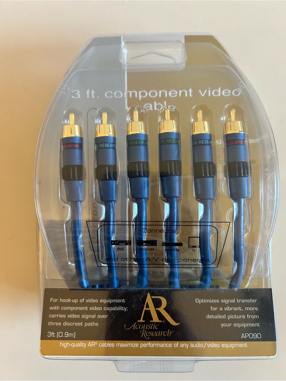 $ 5/$25 Acoustic Research AP090 Component Video Cable dvd receiver satellite tv